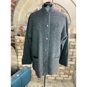 Norm Thompson coat wool patch pockets gray